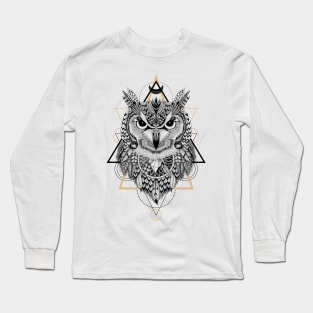 Totem mandala Owl in boho style Long Sleeve T-Shirt